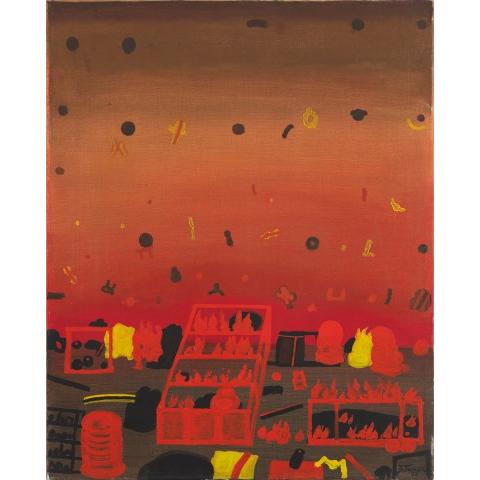 Tarasin Jan - Pożar, 1976, olej-płótno, 81x65,5, sygn. p.d. i na odwrocie.jpg