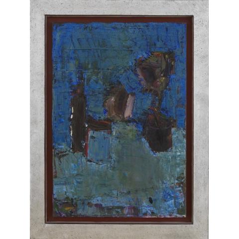 Sienicki Jacek - Martwa natura, 1996, olej-płótno, [niebieski kwiat], 50x73,sygn. na odwocie (Kopiowanie).jpg